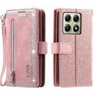 For Xiaomi 14T Nine Card Zipper Bag Leather Phone Case with Lanyard(Pink) - 2