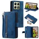 For Xiaomi 14T Pro Nine Card Zipper Bag Leather Phone Case with Lanyard(Blue) - 1