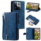 For Xiaomi 15 Pro Nine Card Zipper Bag Leather Phone Case with Lanyard(Blue) - 1
