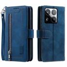 For Xiaomi 15 Pro Nine Card Zipper Bag Leather Phone Case with Lanyard(Blue) - 2