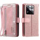 For Xiaomi 15 Pro Nine Card Zipper Bag Leather Phone Case with Lanyard(Pink) - 2