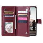 For Xiaomi 14T Glitter Lattice Zipper Wallet Leather Phone Case(Wine Red) - 3