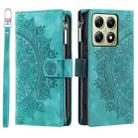 For Xiaomi 14T Multi-Card Totem Zipper Leather Phone Case(Green) - 1