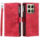 For Xiaomi 14T Multi-Card Totem Zipper Leather Phone Case(Red) - 1