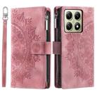 For Xiaomi 14T Pro Multi-Card Totem Zipper Leather Phone Case(Pink) - 1
