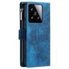 For Xiaomi 15 Multi-Card Totem Zipper Leather Phone Case(Blue) - 3