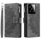 For Xiaomi 15 Multi-Card Totem Zipper Leather Phone Case(Grey) - 1