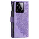 For Xiaomi 15 Multi-Card Totem Zipper Leather Phone Case(Purple) - 3