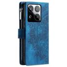 For Xiaomi 15 Pro Multi-Card Totem Zipper Leather Phone Case(Blue) - 3