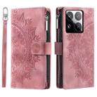 For Xiaomi 15 Pro Multi-Card Totem Zipper Leather Phone Case(Pink) - 1