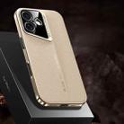 For iPhone 16 J-20 Leather Skyline Design Full Coverage Phone Case(Gold) - 1