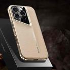 For iPhone 16 Pro J-20 Leather Skyline Design Full Coverage Phone Case(Gold) - 1