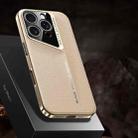 For iPhone 16 Pro Max J-20 Leather Skyline Design Full Coverage Phone Case(Gold) - 1