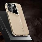 For iPhone 14 J-20 Leather Skyline Design Full Coverage Phone Case(Gold) - 1