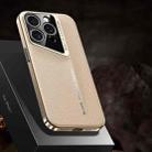 For iPhone 14 Pro J-20 Leather Skyline Design Full Coverage Phone Case(Gold) - 1