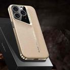 For iPhone 14 Pro Max J-20 Leather Skyline Design Full Coverage Phone Case(Gold) - 1