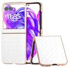 For Motorola Razr 50 Electroplated Frame Woven Texture PU Phone Case(White) - 1
