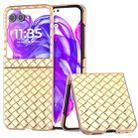 For Motorola Razr 50 Electroplated Frame Woven Texture PU Phone Case(Gold) - 1