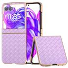 For Motorola Razr 50 Electroplated Frame Woven Texture PU Phone Case(Purple) - 1