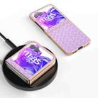 For Motorola Razr 50 Electroplated Frame Woven Texture PU Phone Case(Purple) - 2