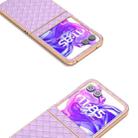 For Motorola Razr 50 Electroplated Frame Woven Texture PU Phone Case(Purple) - 3