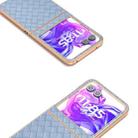 For Motorola Razr 50 Electroplated Frame Woven Texture PU Phone Case(Light Blue) - 3