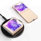 For Motorola Razr 50 Electroplated Frame Woven Texture PU Phone Case(Beige) - 2