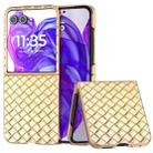 For Motorola Razr 50 Ultra Electroplated Frame Woven Texture PU Phone Case(Gold) - 1