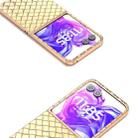 For Motorola Razr 50 Ultra Electroplated Frame Woven Texture PU Phone Case(Gold) - 3