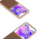 For Motorola Razr 50 Ultra Electroplated Frame Woven Texture PU Phone Case(Brown) - 3