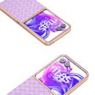 For Motorola Razr 50 Ultra Electroplated Frame Woven Texture PU Phone Case(Purple) - 3