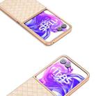 For Motorola Razr 50 Ultra Electroplated Frame Woven Texture PU Phone Case(Beige) - 3