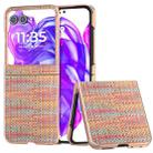 For Motorola Razr 50 Electroplated Frame Color Lattice Texture PU Phone Case(Tangerine) - 1