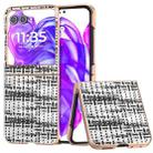 For Motorola Razr 50 Electroplated Frame Color Lattice Texture PU Phone Case(Black) - 1