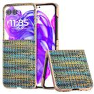 For Motorola Razr 50 Electroplated Frame Color Lattice Texture PU Phone Case(Gold) - 1