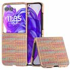 For Motorola Razr 50 Ultra Electroplated Frame Color Lattice Texture PU Phone Case(Tangerine) - 1