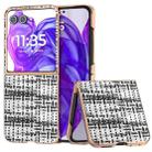 For Motorola Razr 50 Ultra Electroplated Frame Color Lattice Texture PU Phone Case(Black) - 1