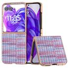 For Motorola Razr 50 Ultra Electroplated Frame Color Lattice Texture PU Phone Case(Purple) - 1