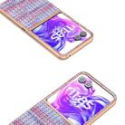 For Motorola Razr 50 Ultra Electroplated Frame Color Lattice Texture PU Phone Case(Purple) - 3