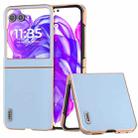 For Motorola Razr 50 ABEEL Electroplating Frame Genuine Leather Wave Phone Case(Blue) - 1
