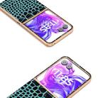 For Motorola Razr 50 Ultra ABEEL Electroplated Frame Genuine Leather Crocodile Pattern Phone Case(Blue) - 3