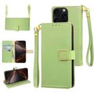 For iPhone 16 Pro Max Crossbody Litchi Texture Square Buckle Leather Phone Case(Green) - 1