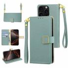 For iPhone 16 Pro Max Crossbody Litchi Texture Square Buckle Leather Phone Case(Blue) - 1