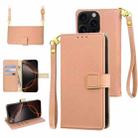 For iPhone 16 Pro Crossbody Litchi Texture Square Buckle Leather Phone Case(Rose Gold) - 1