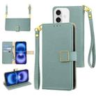 For iPhone 16 Plus Crossbody Litchi Texture Square Buckle Leather Phone Case(Blue) - 1