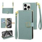 For iPhone 15 Pro Max Crossbody Litchi Texture Square Buckle Leather Phone Case(Blue) - 1