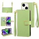 For iPhone 14 Crossbody Litchi Texture Square Buckle Leather Phone Case(Green) - 1