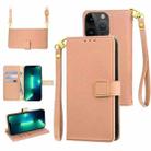 For iPhone 13 Pro Max Crossbody Litchi Texture Square Buckle Leather Phone Case(Rose Gold) - 1