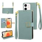 For iPhone 12 / 12 Pro Crossbody Litchi Texture Square Buckle Leather Phone Case(Blue) - 1