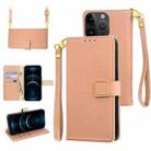 For iPhone 12 Pro Max Crossbody Litchi Texture Square Buckle Leather Phone Case(Rose Gold) - 1